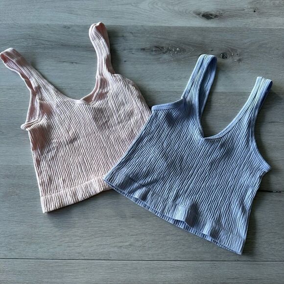 Urban Outfitters Tops - Urban Outfitters SET 2 Crop Tank Tops Light Blue and Mauve M NWT